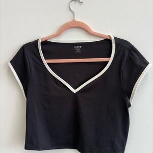 Old Navy Black Crop Top with White Trim
